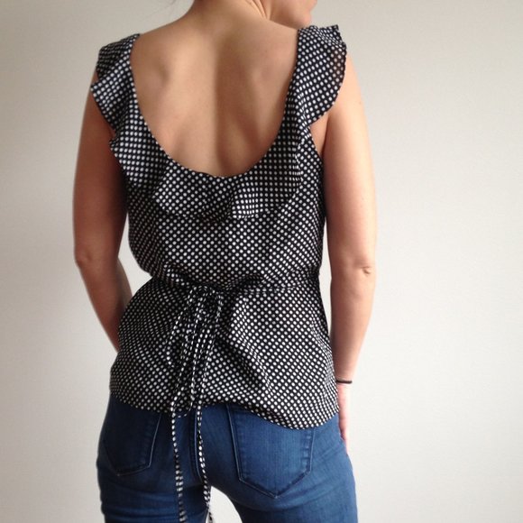 Dynamite - Sleeveless Polka Dot Wrap Top - Picture 4 of 7